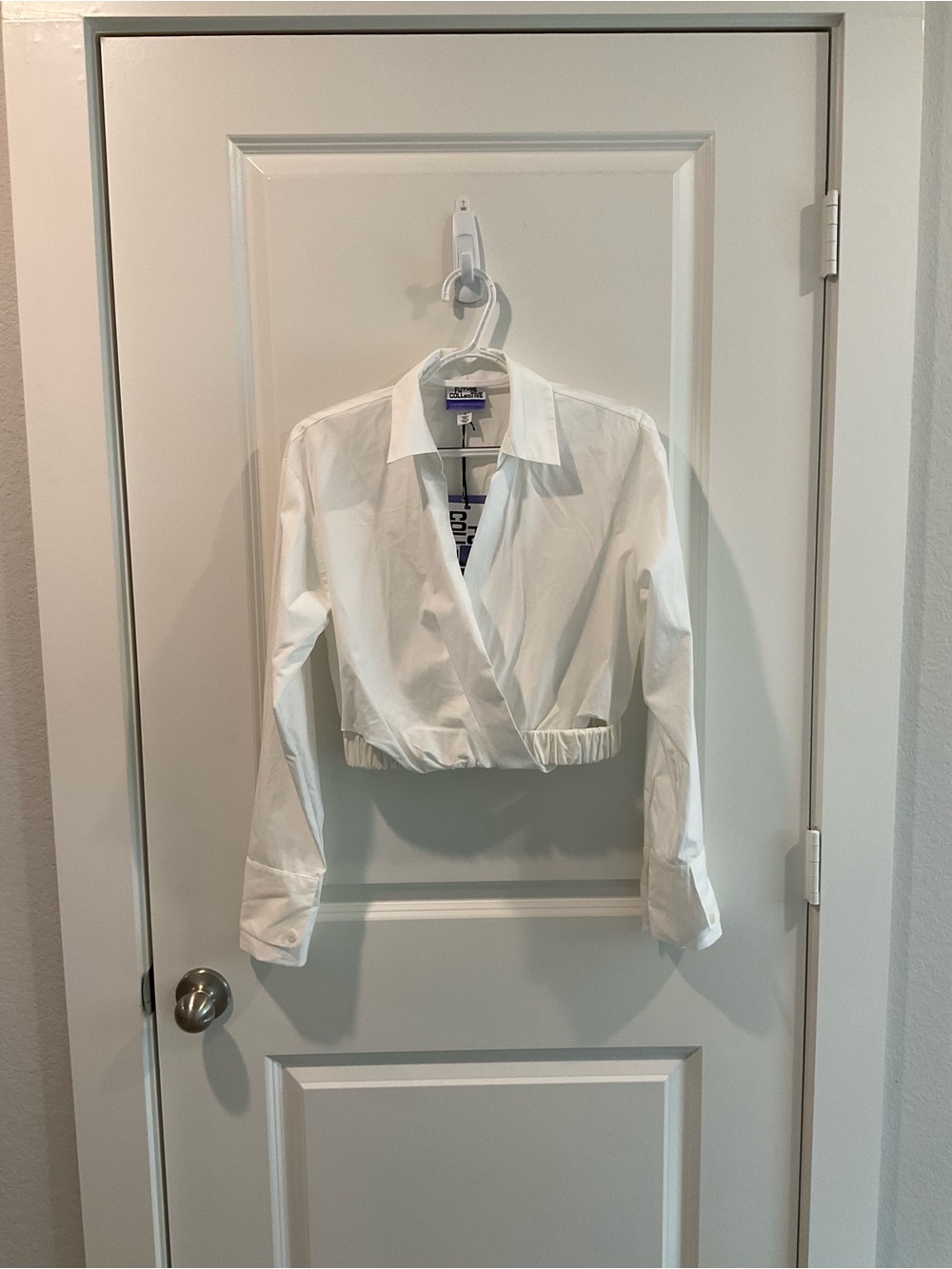 Target White Cropped Button-Down Wrap Shirt